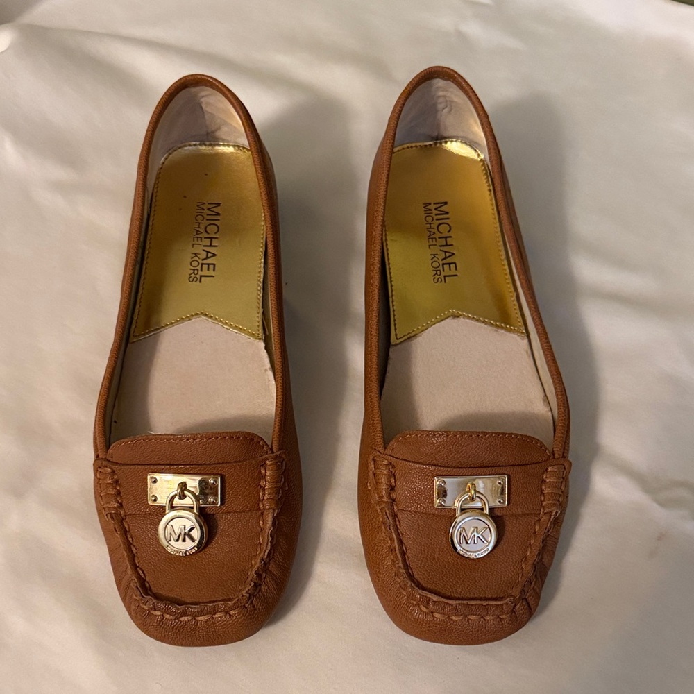 Michael Kors Women's Brown Loafers with Gold Accents
